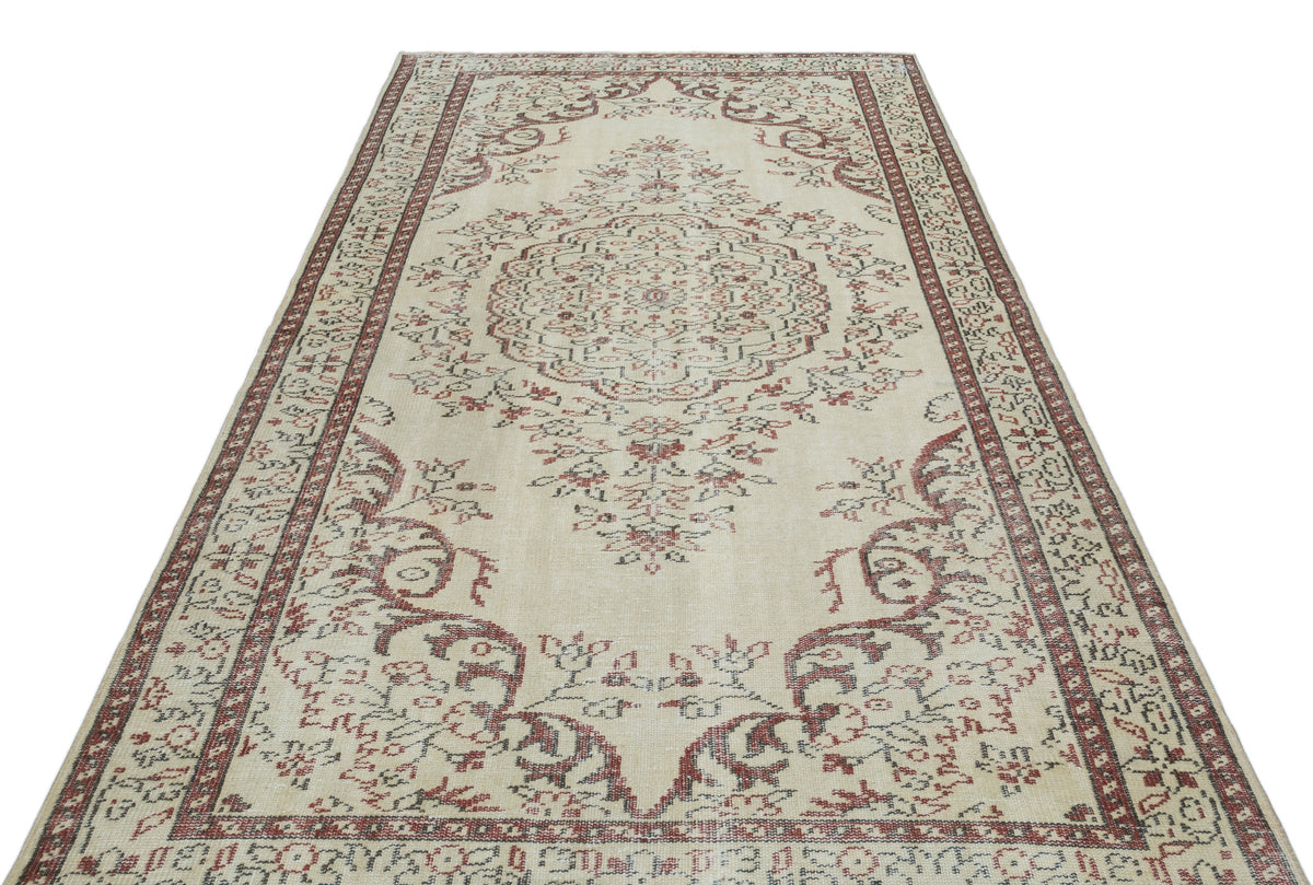 Beige Over Dyed Vintage Rug 5&#39;4&#39;&#39; x 9&#39;4&#39;&#39; ft 163 x 284 cm