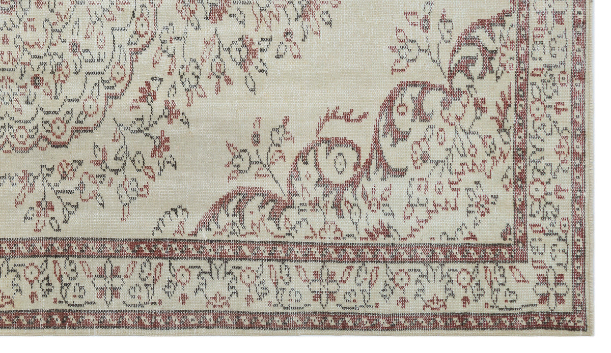 Beige Over Dyed Vintage Rug 5&#39;4&#39;&#39; x 9&#39;4&#39;&#39; ft 163 x 284 cm