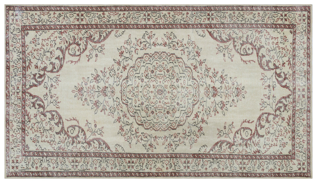 Beige Over Dyed Vintage Rug 5'4'' x 9'4'' ft 163 x 284 cm