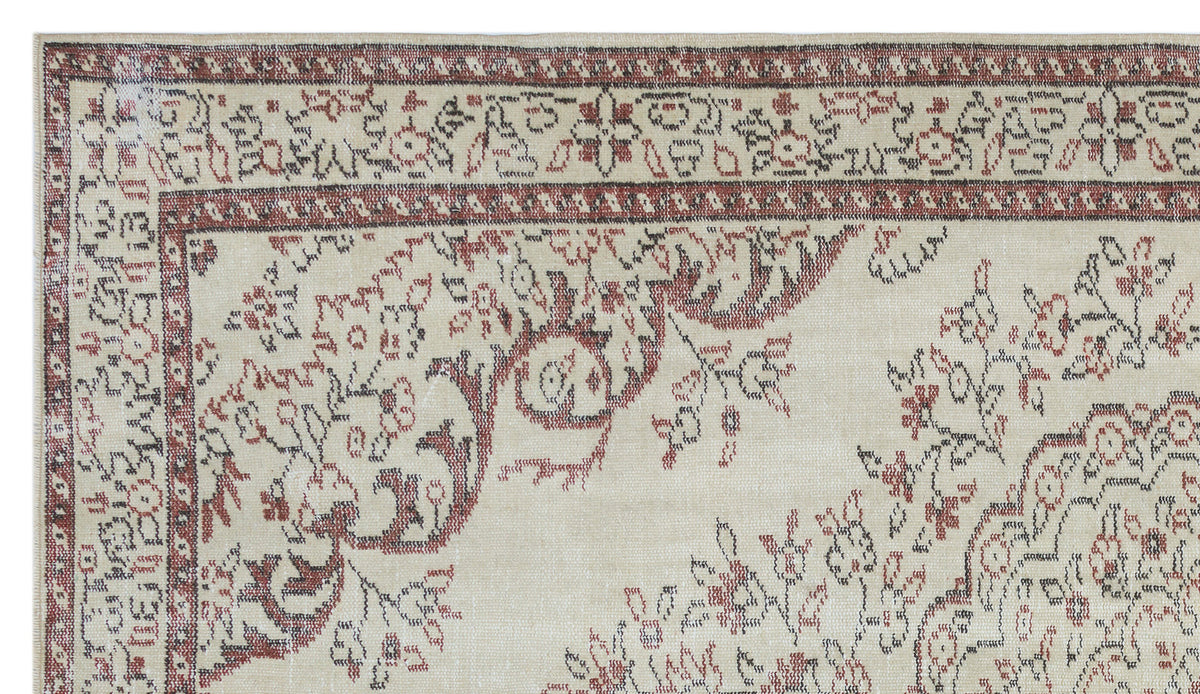 Beige Over Dyed Vintage Rug 5&#39;4&#39;&#39; x 9&#39;4&#39;&#39; ft 163 x 284 cm