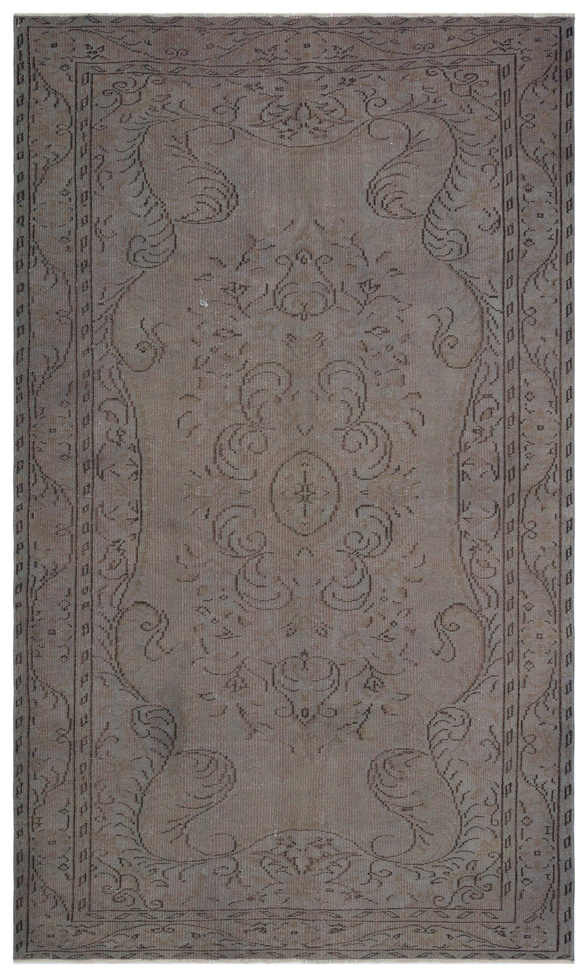 Gray Over Dyed Vintage Rug 5&#39;7&#39;&#39; x 9&#39;5&#39;&#39; ft 170 x 288 cm