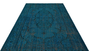Turquoise  Over Dyed Vintage Rug 6'0'' x 8'4'' ft 183 x 255 cm
