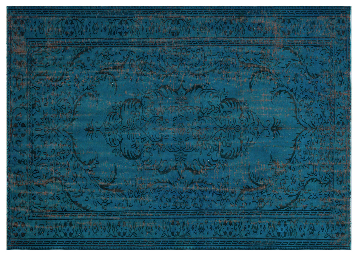Turquoise  Over Dyed Vintage Rug 6&#39;0&#39;&#39; x 8&#39;4&#39;&#39; ft 183 x 255 cm