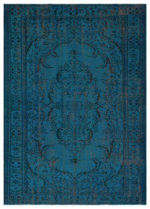 Turquoise  Over Dyed Vintage Rug 6'0'' x 8'4'' ft 183 x 255 cm