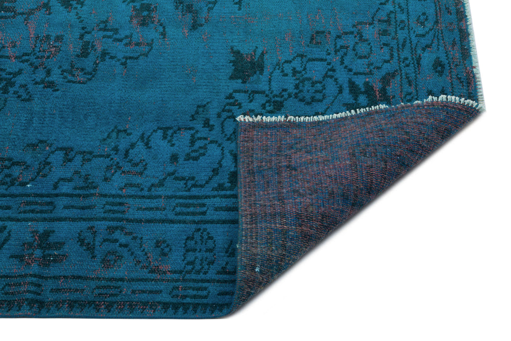 Blue Over Dyed Vintage Rug 4'11'' x 9'7'' ft 150 x 291 cm