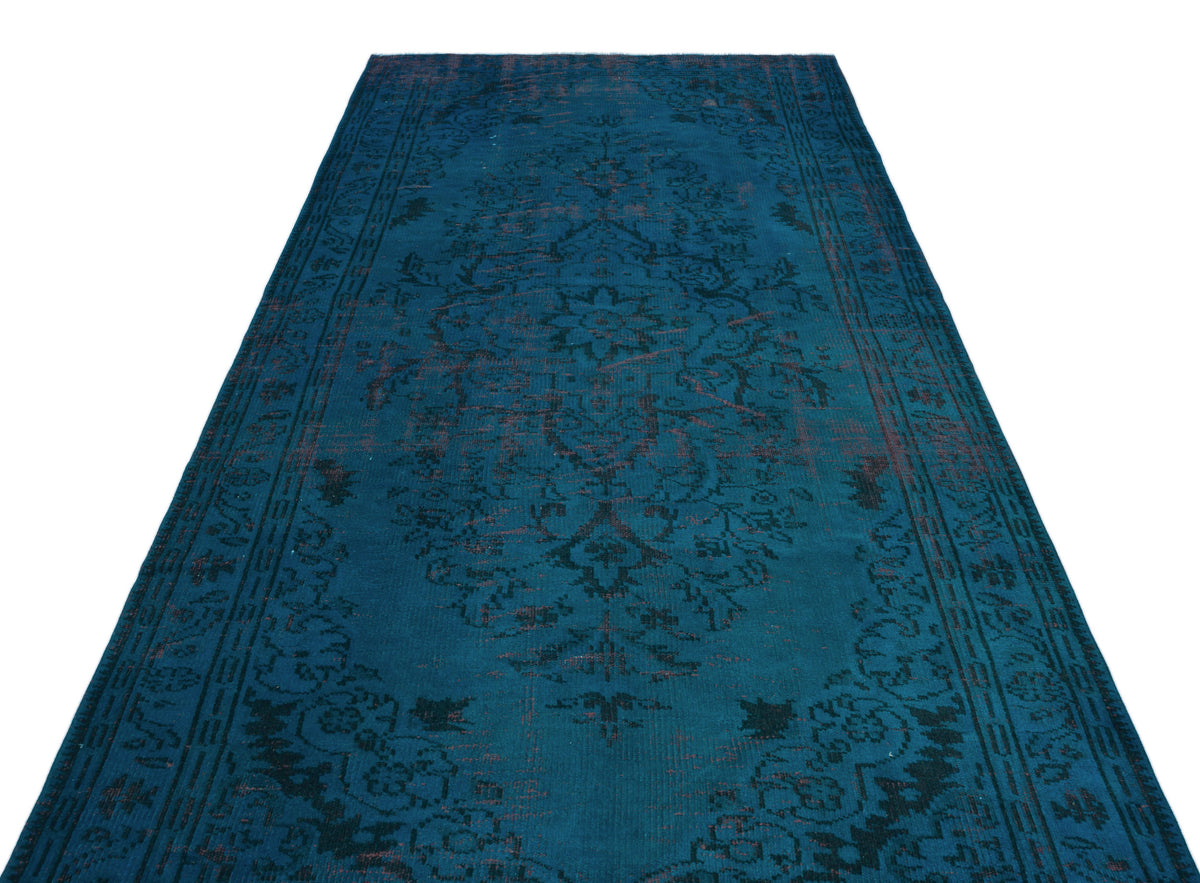 Blue Over Dyed Vintage Rug 4&#39;11&#39;&#39; x 9&#39;7&#39;&#39; ft 150 x 291 cm