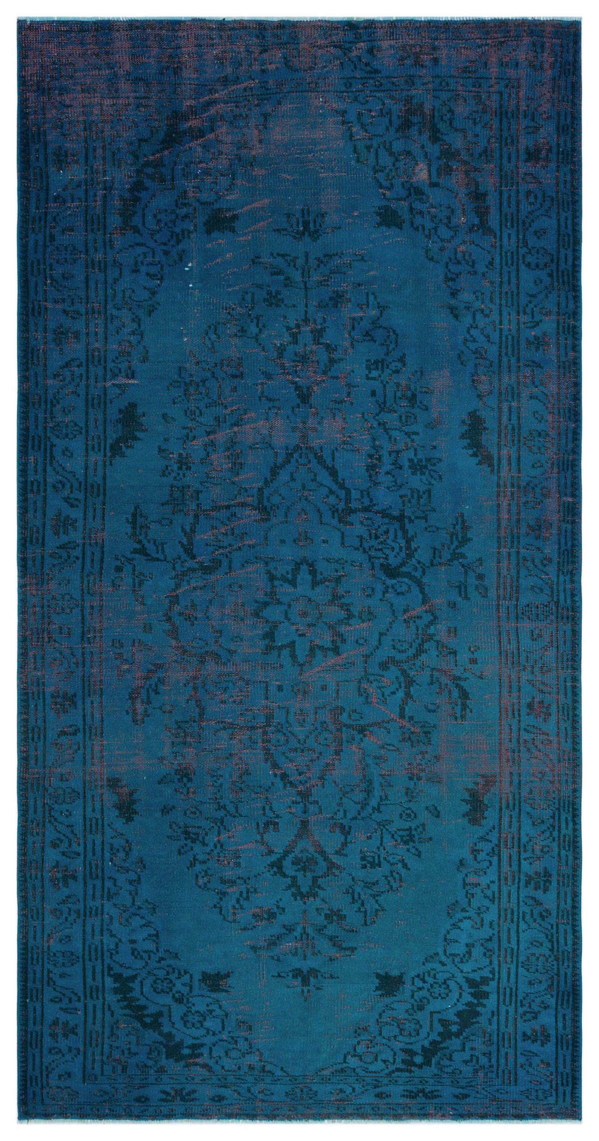 Blue Over Dyed Vintage Rug 4&#39;11&#39;&#39; x 9&#39;7&#39;&#39; ft 150 x 291 cm