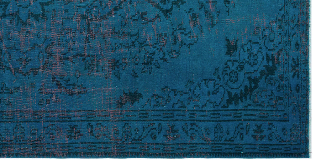 Blue Over Dyed Vintage Rug 4'11'' x 9'7'' ft 150 x 291 cm