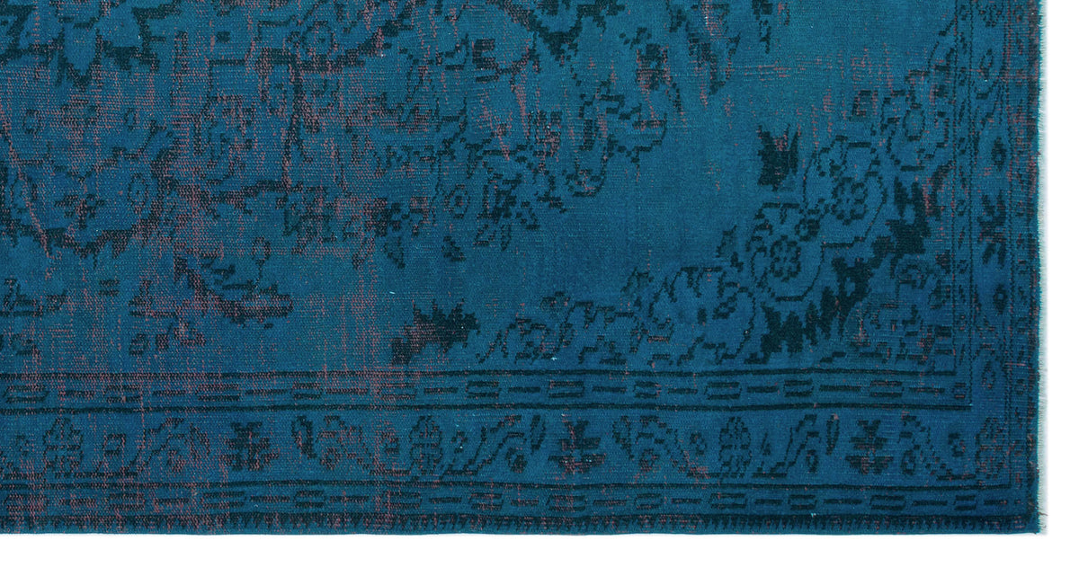 Blue Over Dyed Vintage Rug 4&#39;11&#39;&#39; x 9&#39;7&#39;&#39; ft 150 x 291 cm
