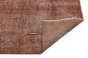 Brown Over Dyed Vintage Rug 3'8'' x 6'11'' ft 113 x 210 cm