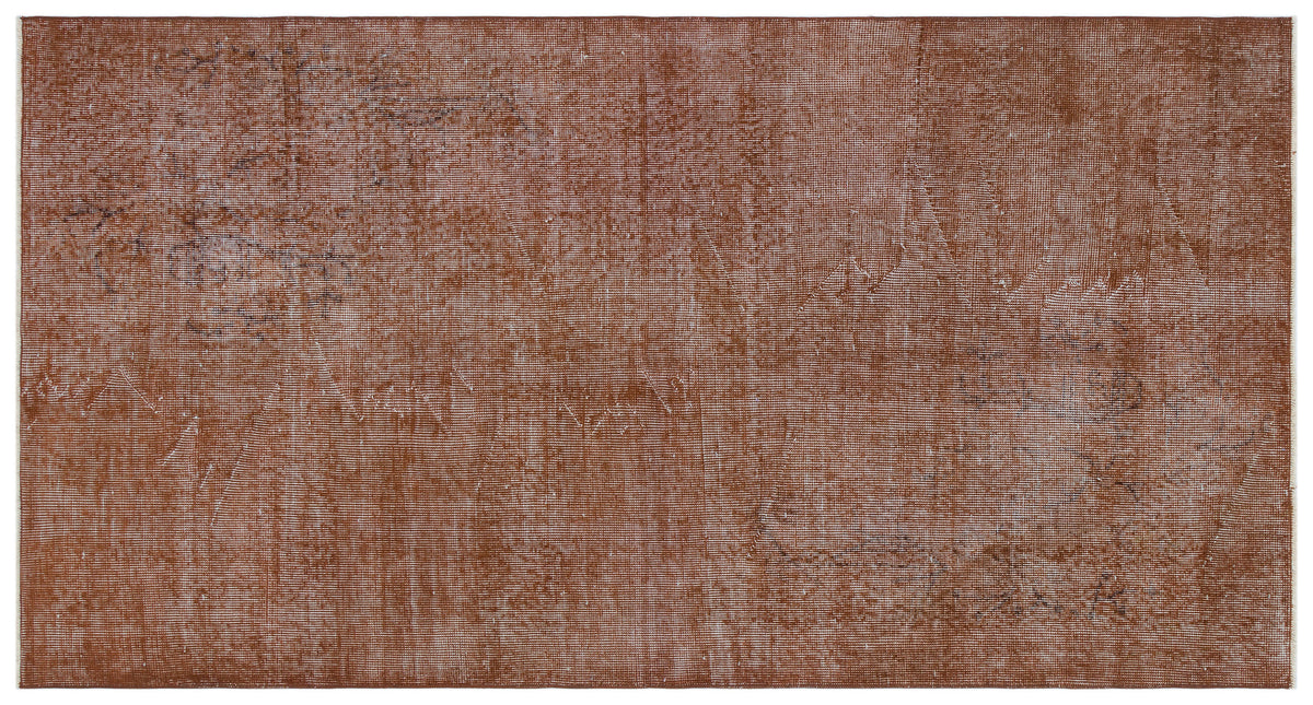 Brown Over Dyed Vintage Rug 3&#39;8&#39;&#39; x 6&#39;11&#39;&#39; ft 113 x 210 cm