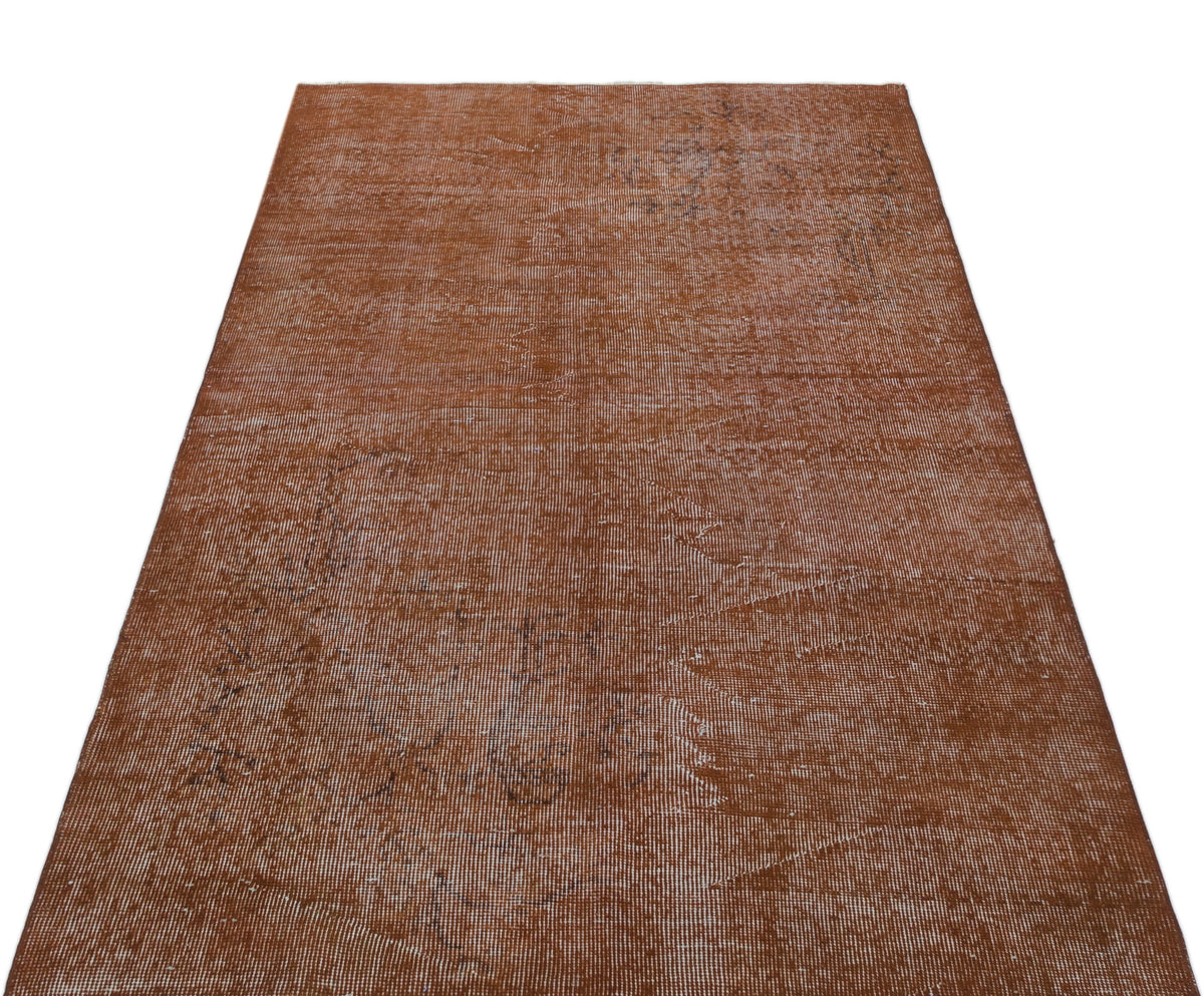 Brown Over Dyed Vintage Rug 3&#39;8&#39;&#39; x 6&#39;11&#39;&#39; ft 113 x 210 cm