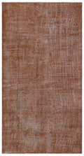 Brown Over Dyed Vintage Rug 3'8'' x 6'11'' ft 113 x 210 cm