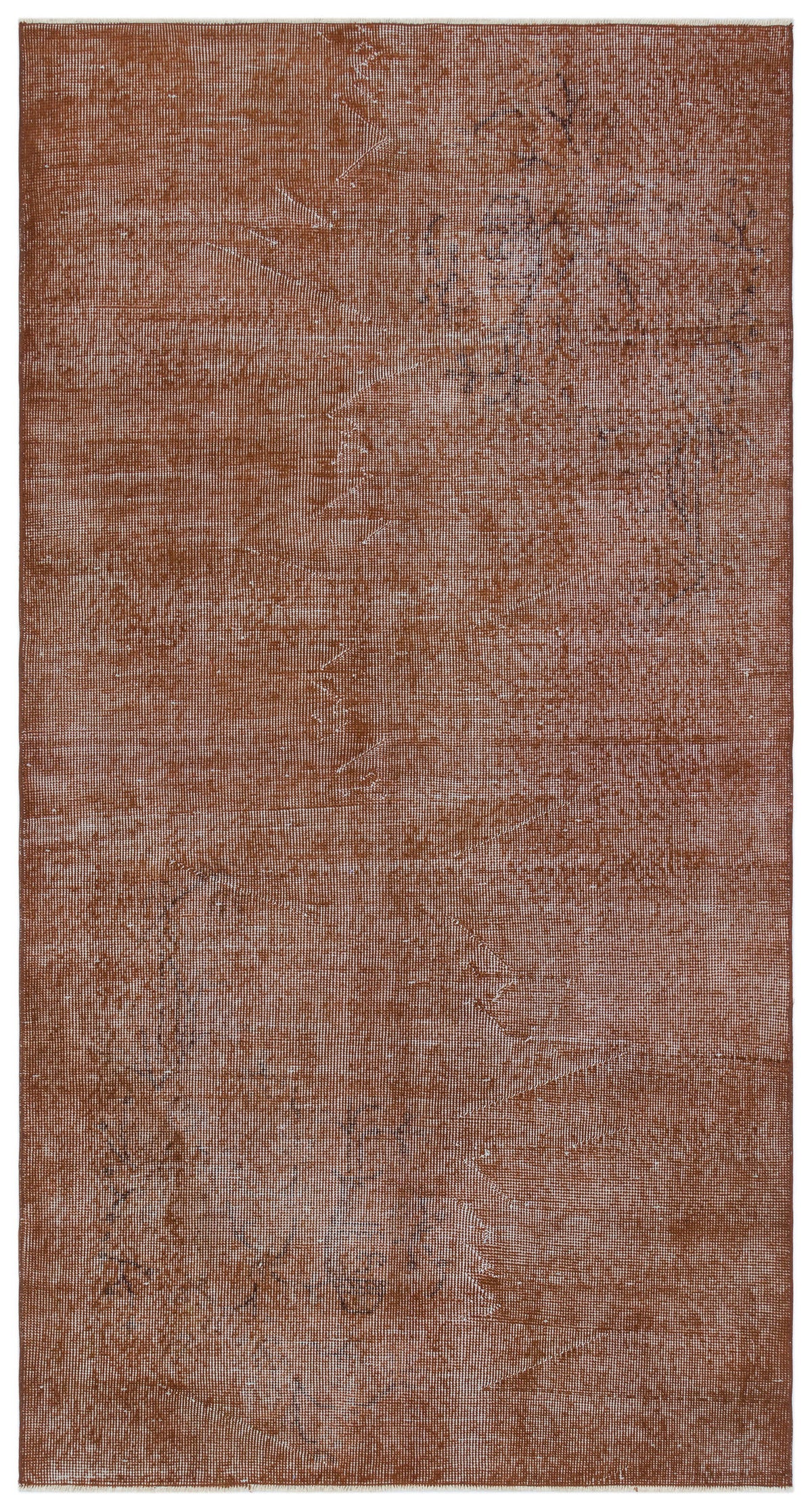 Brown Over Dyed Vintage Rug 3&#39;8&#39;&#39; x 6&#39;11&#39;&#39; ft 113 x 210 cm