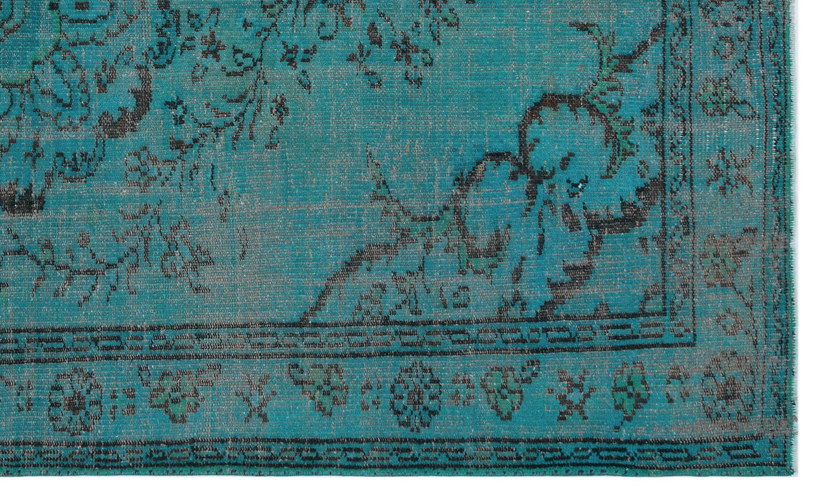 Turquoise  Over Dyed Vintage Rug 5&#39;5&#39;&#39; x 9&#39;0&#39;&#39; ft 164 x 275 cm