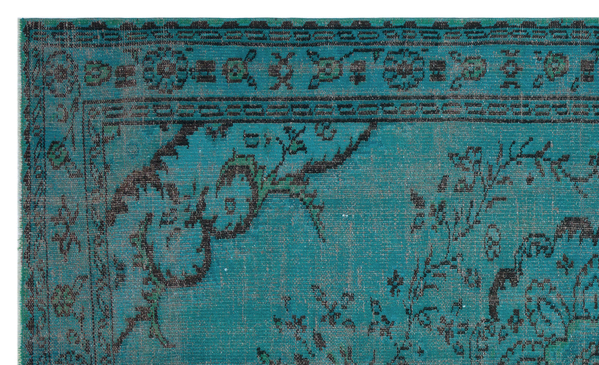 Turquoise  Over Dyed Vintage Rug 5&#39;5&#39;&#39; x 9&#39;0&#39;&#39; ft 164 x 275 cm