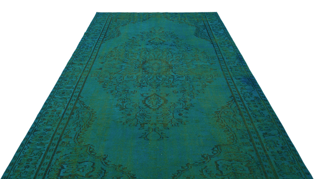 Turquoise  Over Dyed Vintage Rug 6'5'' x 9'11'' ft 195 x 301 cm