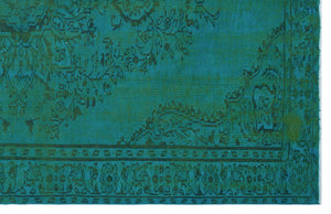 Turquoise  Over Dyed Vintage Rug 6'5'' x 9'11'' ft 195 x 301 cm
