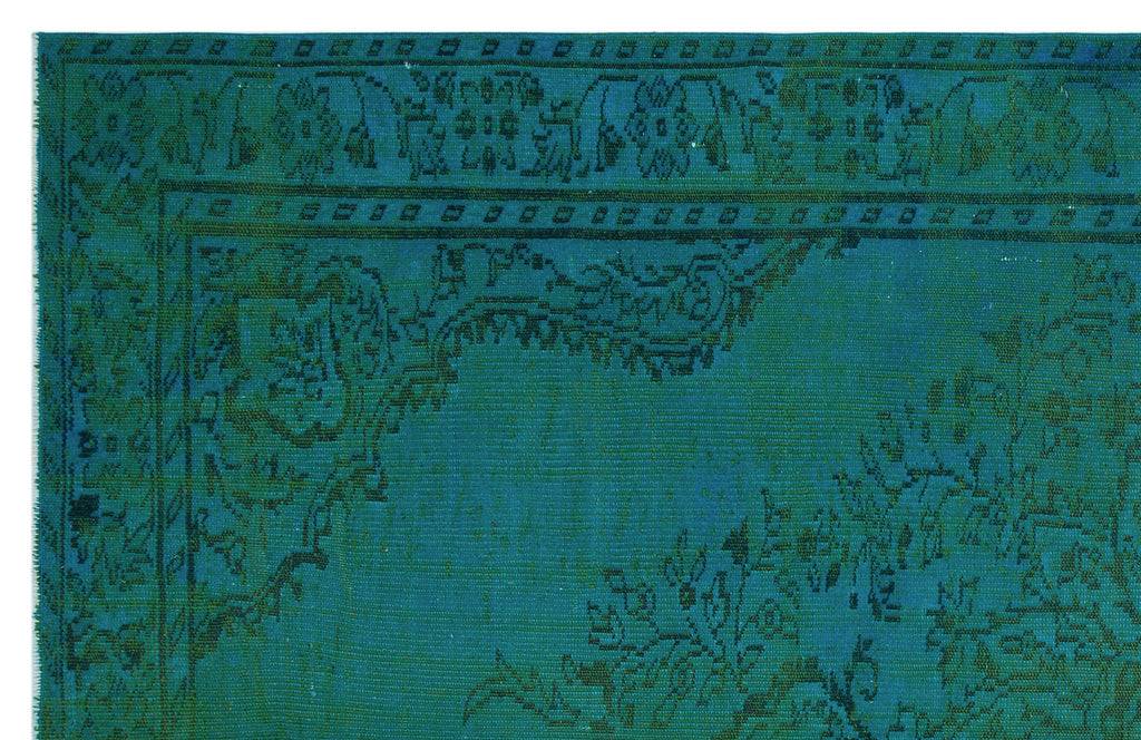 Turquoise  Over Dyed Vintage Rug 6'5'' x 9'11'' ft 195 x 301 cm