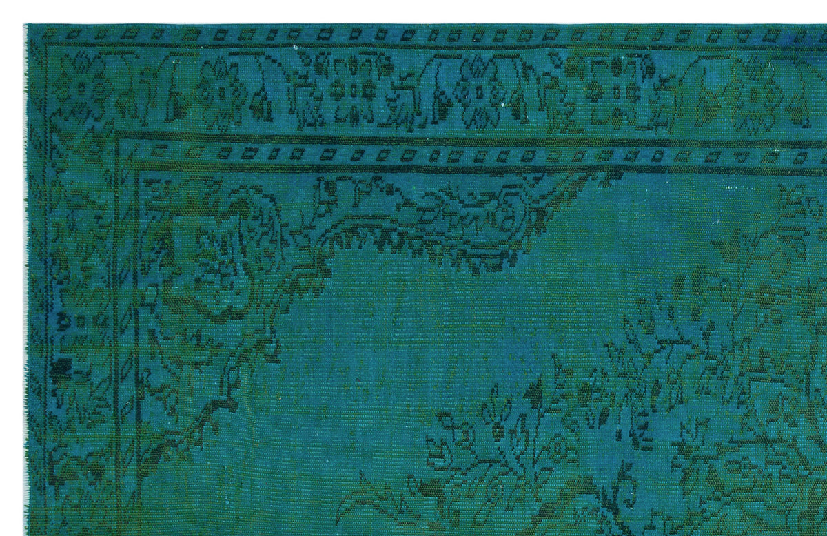 Turquoise  Over Dyed Vintage Rug 6&#39;5&#39;&#39; x 9&#39;11&#39;&#39; ft 195 x 301 cm