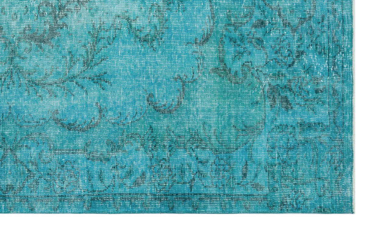 Turquoise  Over Dyed Vintage Rug 5&#39;7&#39;&#39; x 9&#39;3&#39;&#39; ft 170 x 281 cm