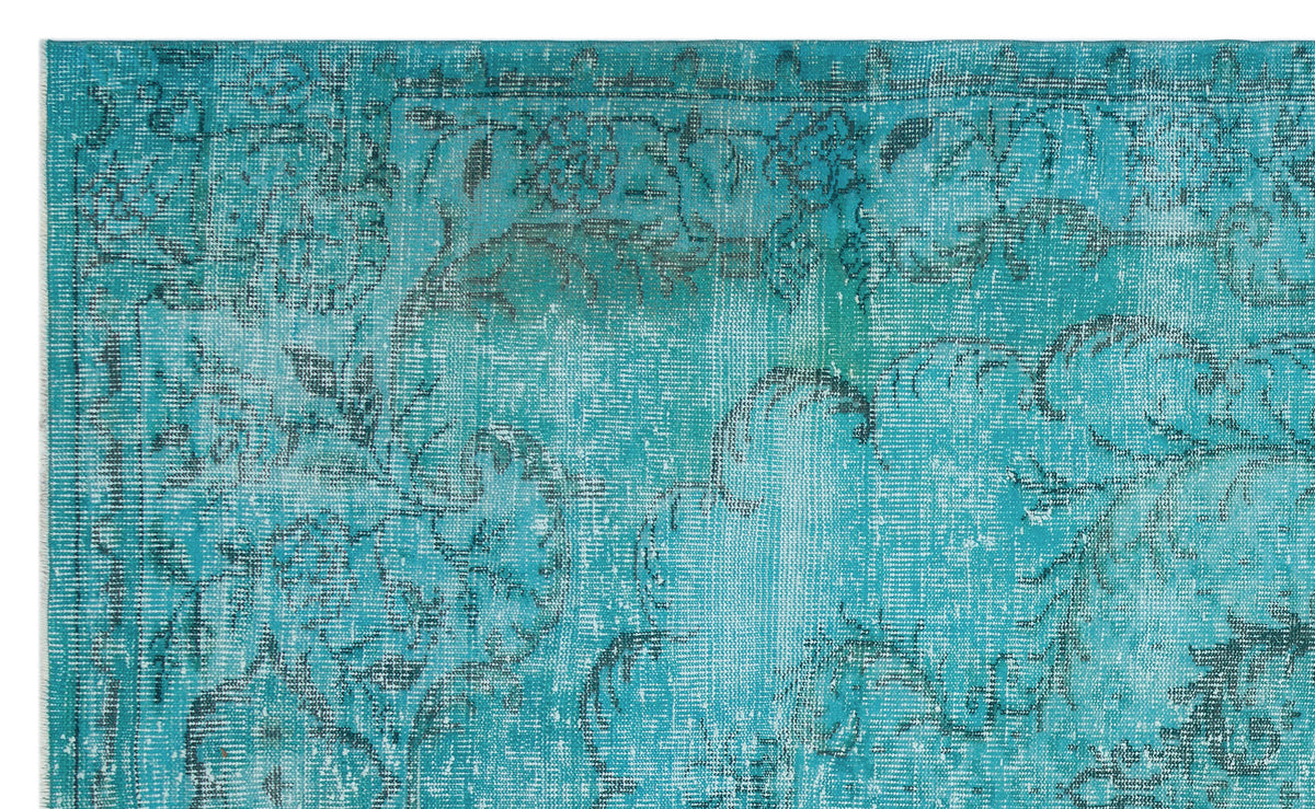 Turquoise  Over Dyed Vintage Rug 5&#39;7&#39;&#39; x 9&#39;3&#39;&#39; ft 170 x 281 cm