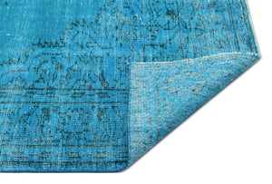 Turquoise  Over Dyed Vintage Rug 6'1'' x 10'3'' ft 185 x 313 cm