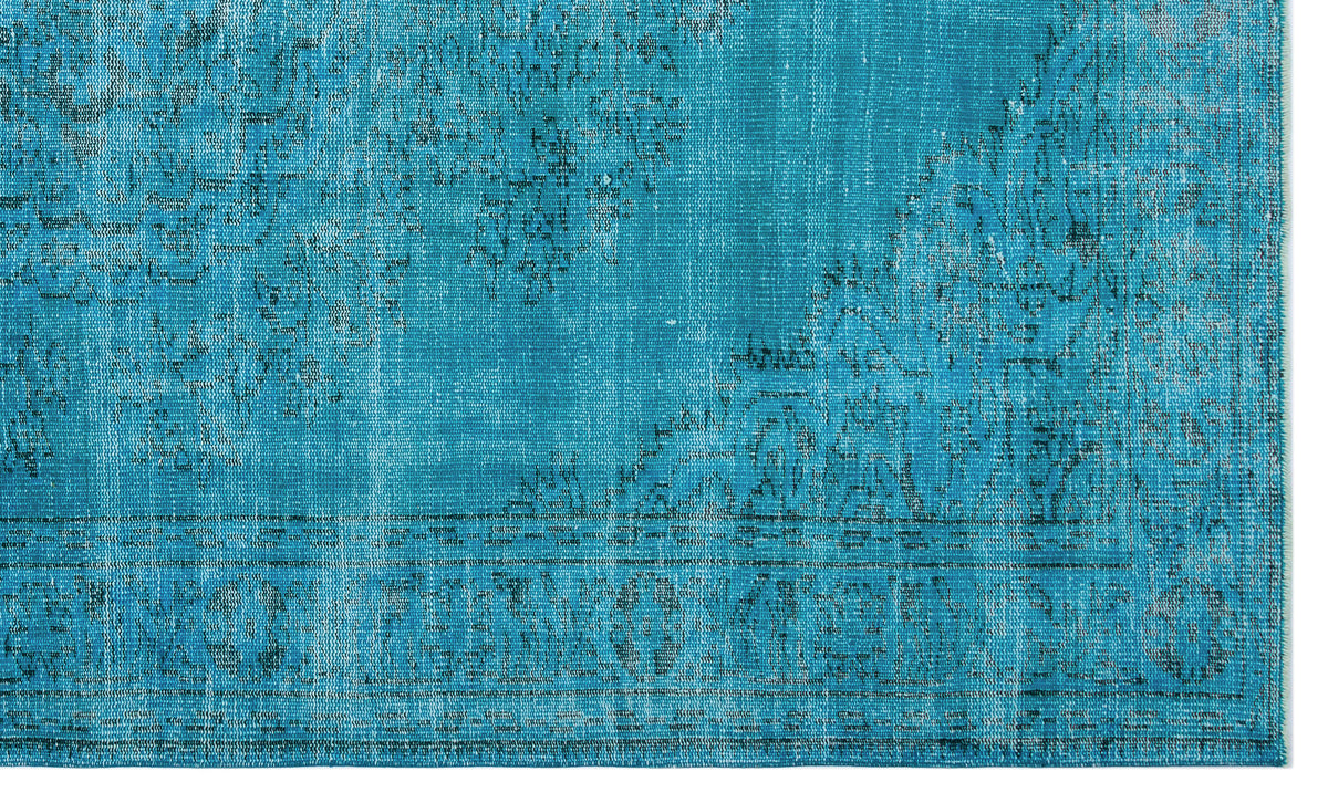 Turquoise  Over Dyed Vintage Rug 6&#39;1&#39;&#39; x 10&#39;3&#39;&#39; ft 185 x 313 cm