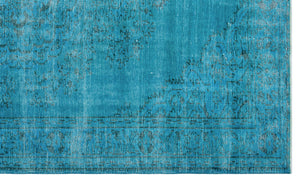 Turquoise  Over Dyed Vintage Rug 6'1'' x 10'3'' ft 185 x 313 cm