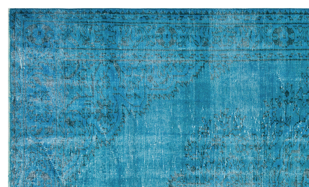 Turquoise  Over Dyed Vintage Rug 6'1'' x 10'3'' ft 185 x 313 cm