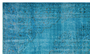 Turquoise  Over Dyed Vintage Rug 6'1'' x 10'3'' ft 185 x 313 cm