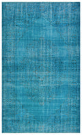 Turquoise  Over Dyed Vintage Rug 6'1'' x 10'3'' ft 185 x 313 cm