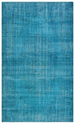 Turquoise  Over Dyed Vintage Rug 6'1'' x 10'3'' ft 185 x 313 cm