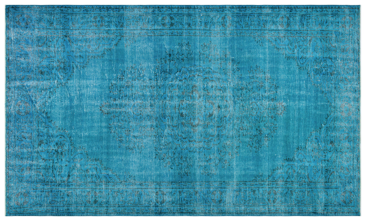Turquoise  Over Dyed Vintage Rug 6&#39;1&#39;&#39; x 10&#39;3&#39;&#39; ft 185 x 313 cm