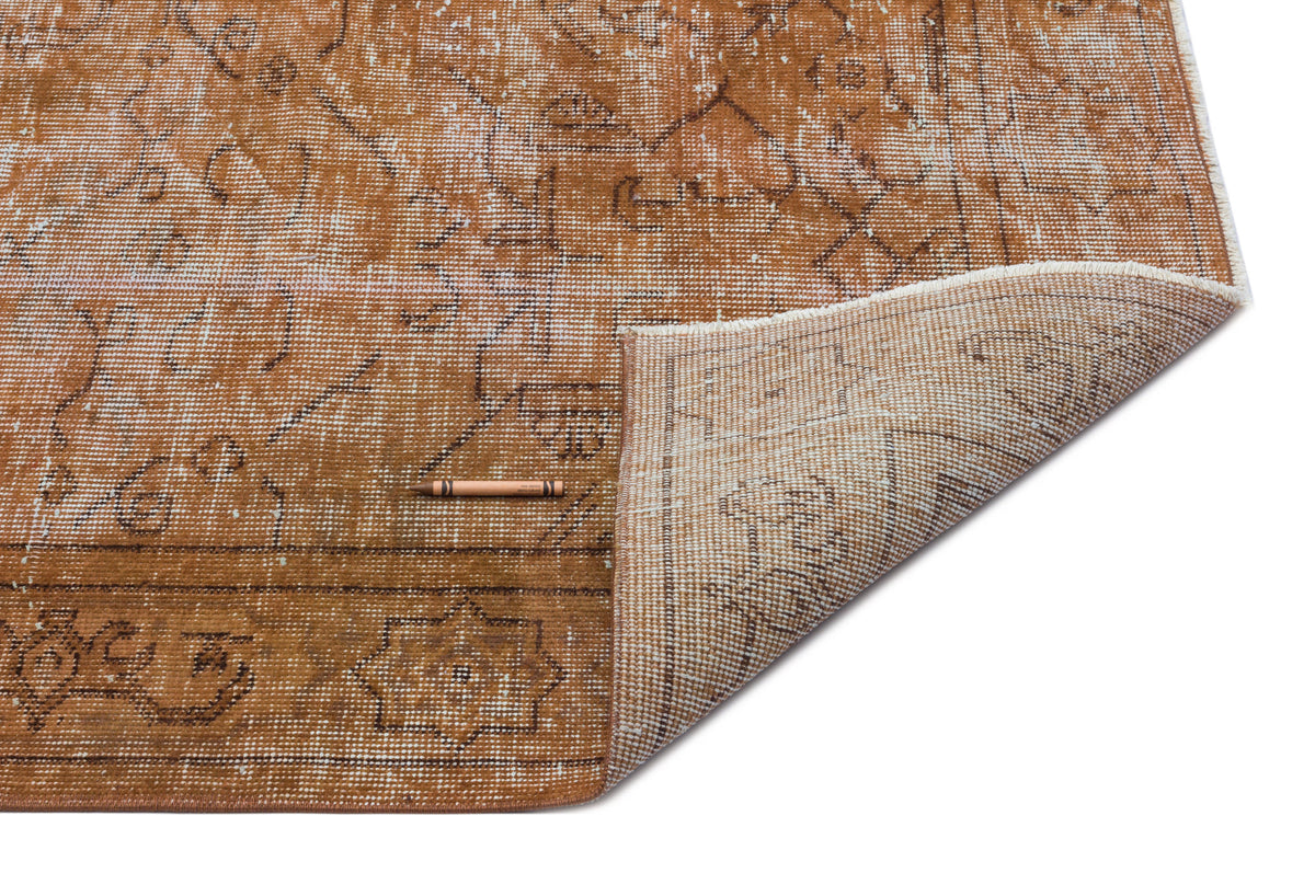Brown Over Dyed Vintage Rug 5&#39;4&#39;&#39; x 8&#39;10&#39;&#39; ft 162 x 268 cm