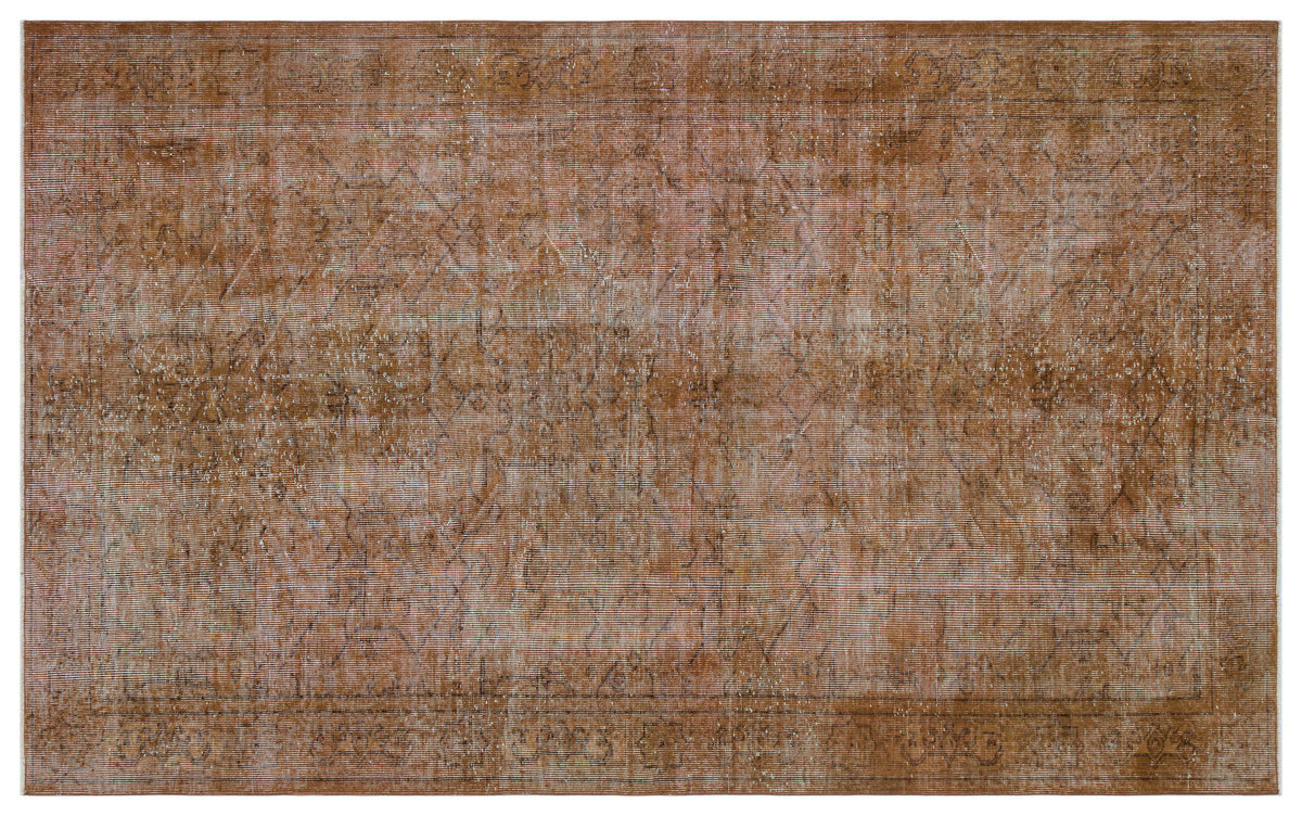 Brown Over Dyed Vintage Rug 5&#39;4&#39;&#39; x 8&#39;10&#39;&#39; ft 162 x 268 cm