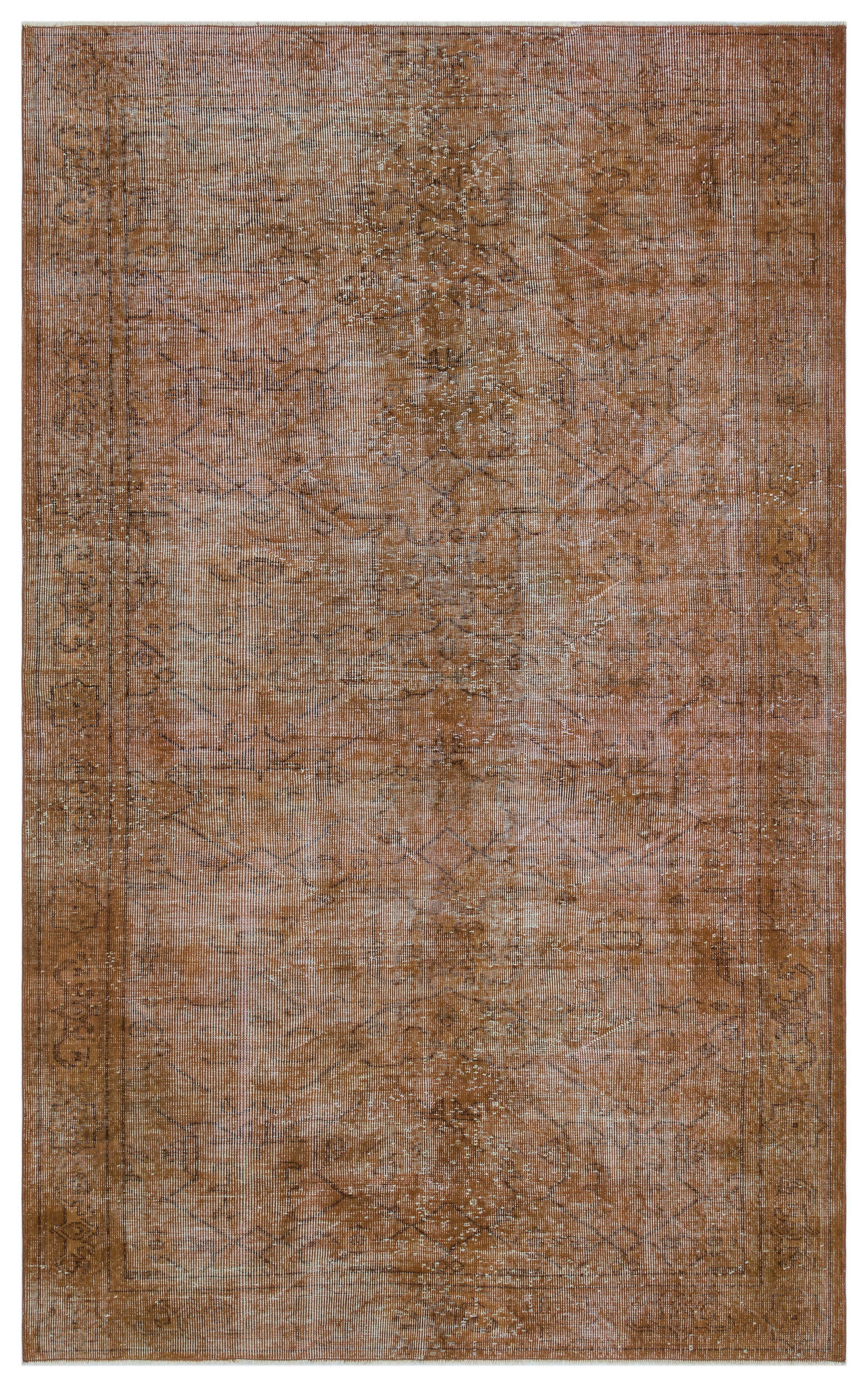 Brown Over Dyed Vintage Rug 5'4'' x 8'10'' ft 162 x 268 cm