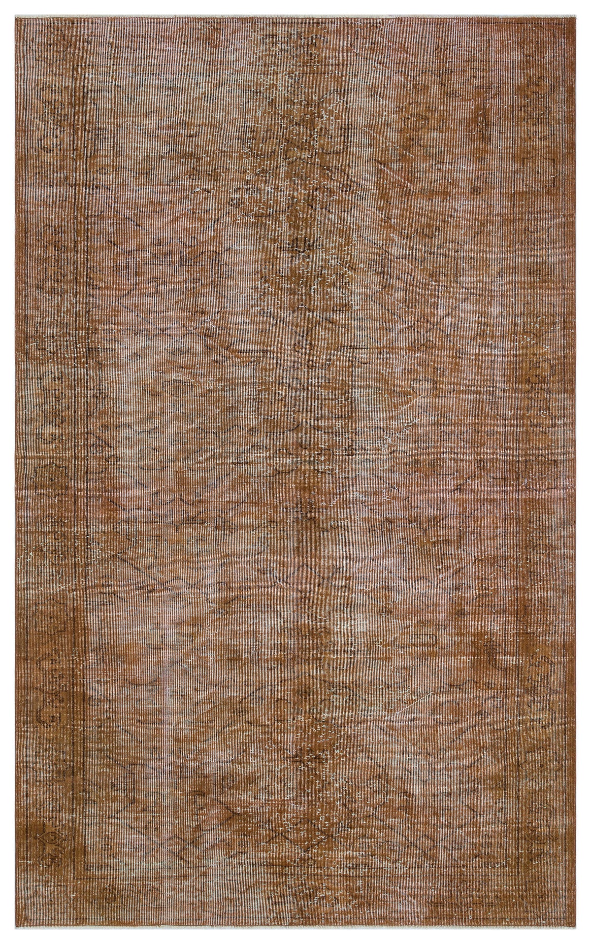 Brown Over Dyed Vintage Rug 5&#39;4&#39;&#39; x 8&#39;10&#39;&#39; ft 162 x 268 cm