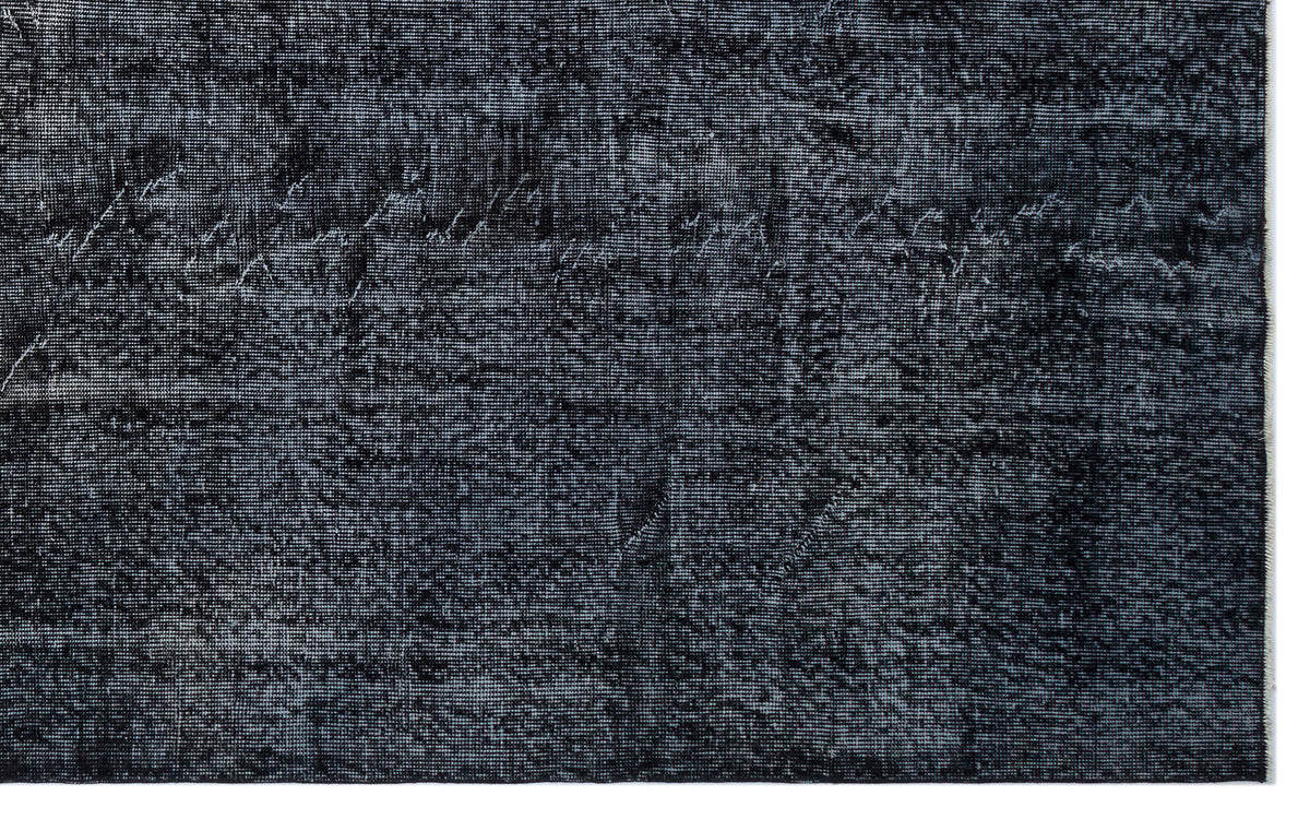 Black Over Dyed Vintage Rug 6&#39;5&#39;&#39; x 10&#39;6&#39;&#39; ft 195 x 319 cm