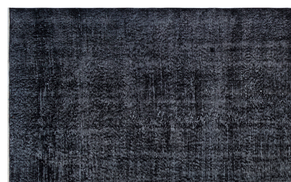 Black Over Dyed Vintage Rug 6&#39;5&#39;&#39; x 10&#39;6&#39;&#39; ft 195 x 319 cm