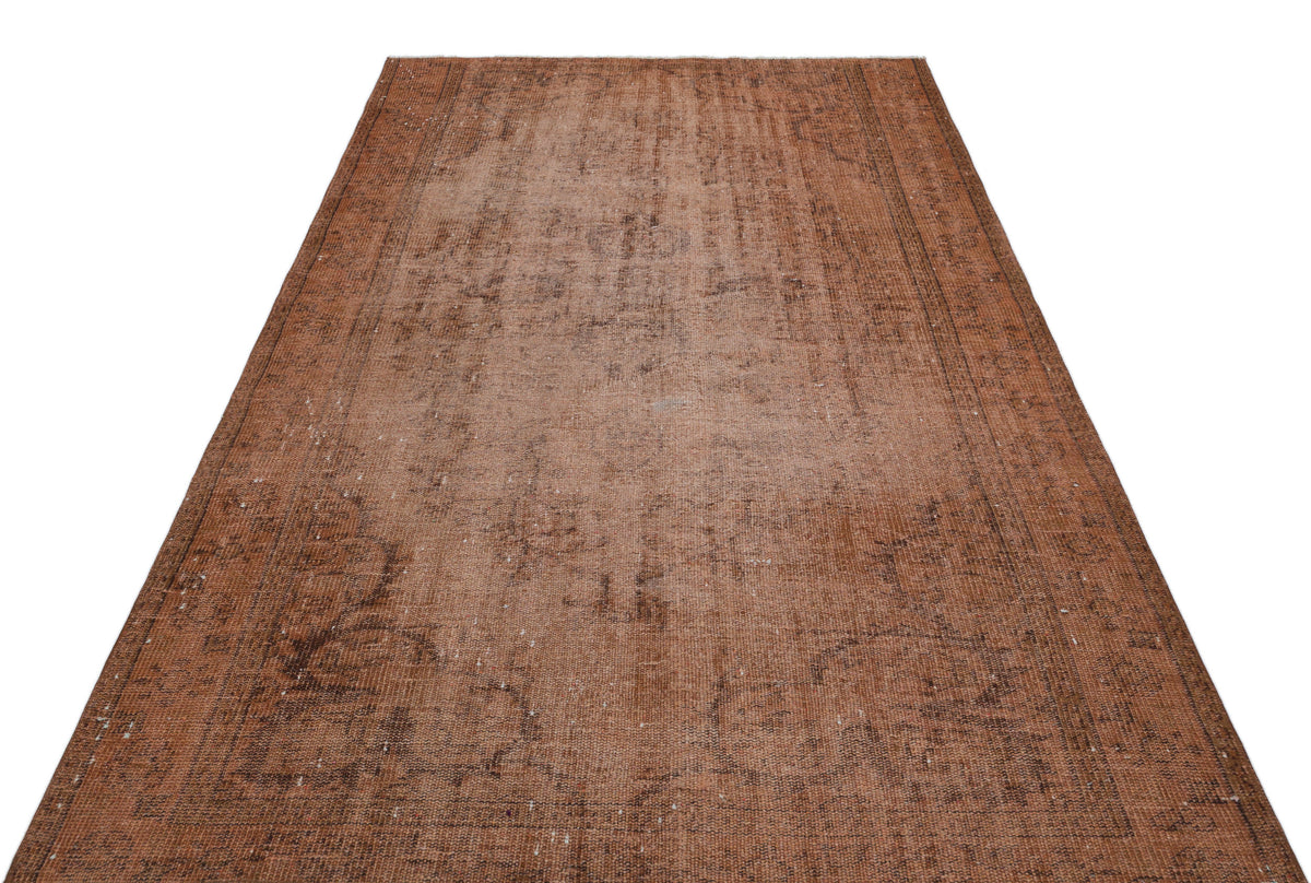 Brown Over Dyed Vintage Rug 5&#39;2&#39;&#39; x 8&#39;8&#39;&#39; ft 158 x 264 cm