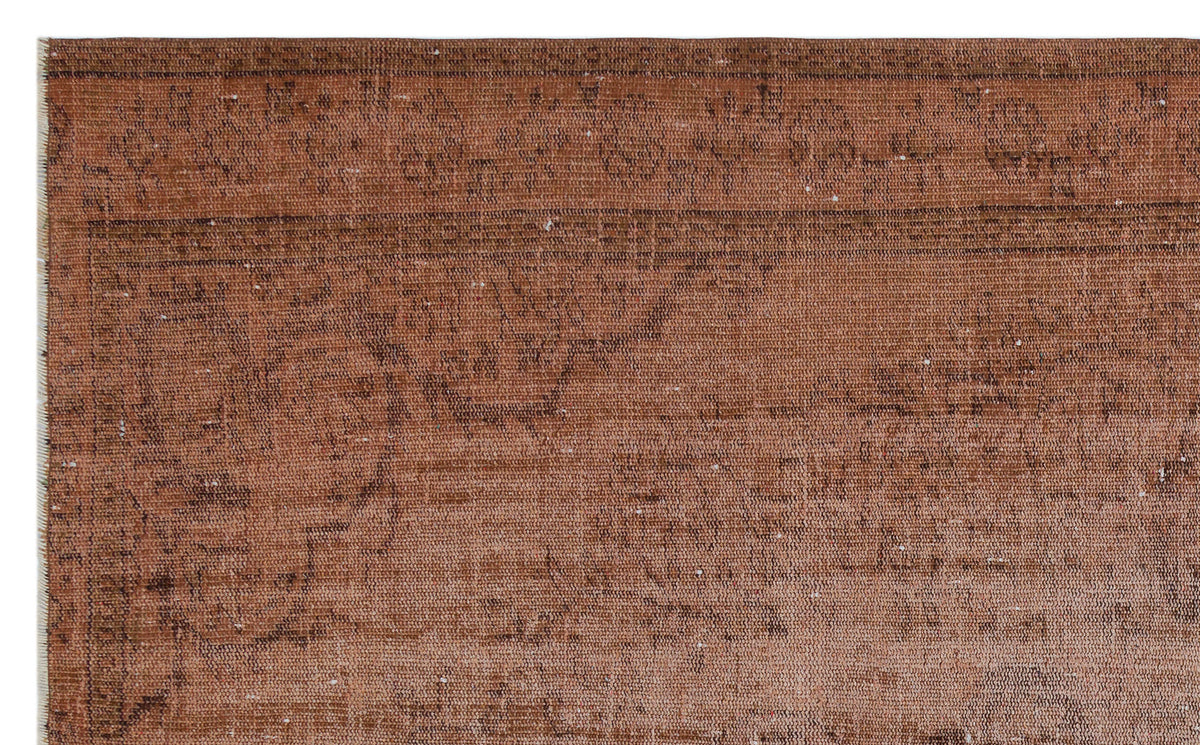 Brown Over Dyed Vintage Rug 5&#39;2&#39;&#39; x 8&#39;8&#39;&#39; ft 158 x 264 cm