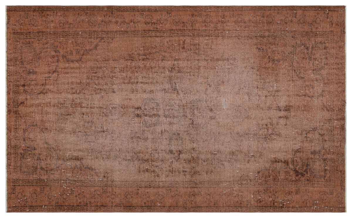Brown Over Dyed Vintage Rug 5&#39;2&#39;&#39; x 8&#39;8&#39;&#39; ft 158 x 264 cm