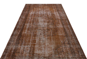 Brown Over Dyed Vintage Rug 5'2'' x 9'3'' ft 158 x 282 cm
