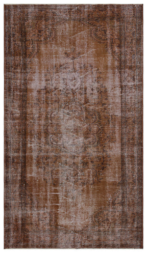 Brown Over Dyed Vintage Rug 5'2'' x 9'3'' ft 158 x 282 cm