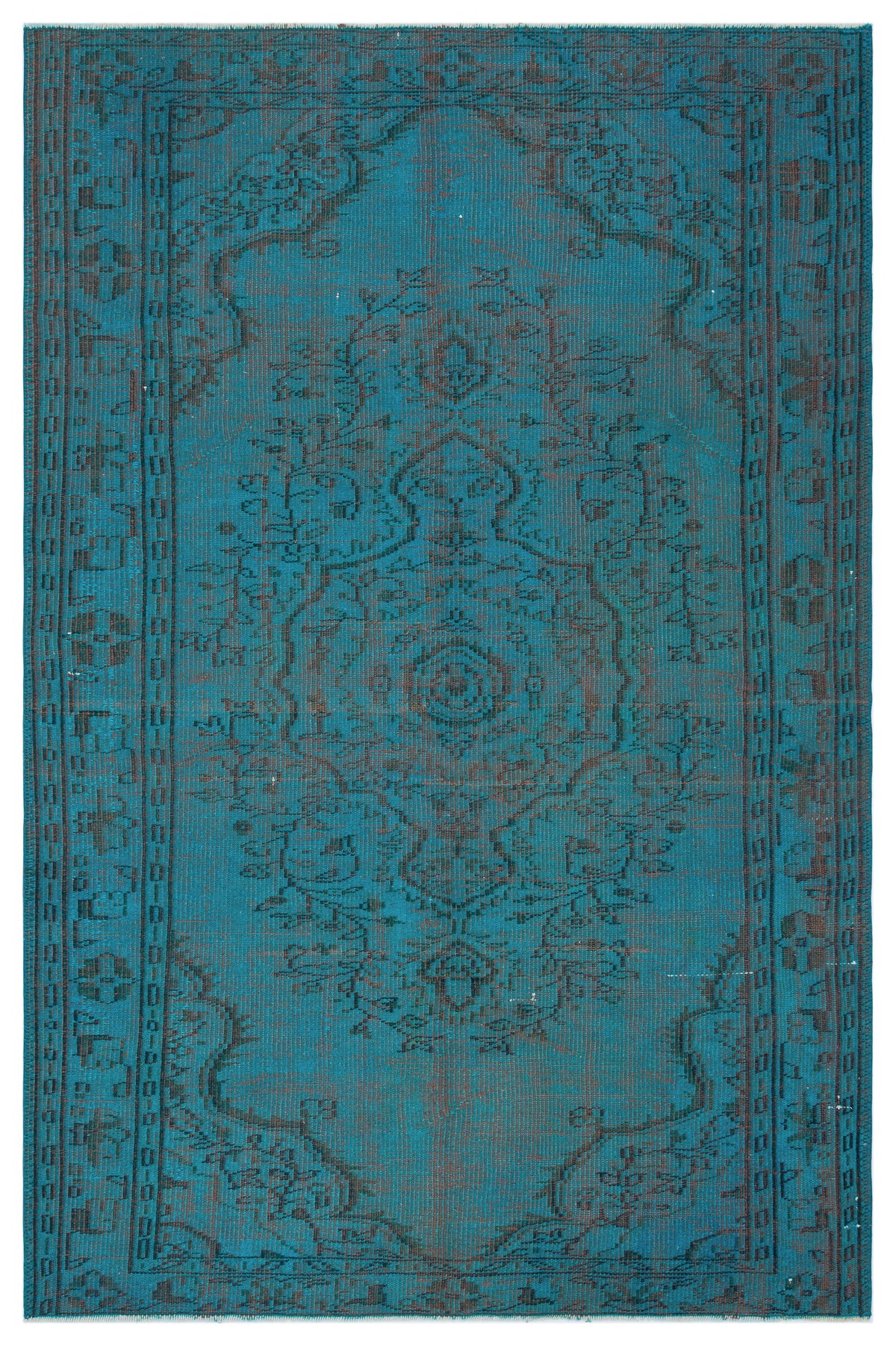 Turquoise  Over Dyed Vintage Rug 5&#39;1&#39;&#39; x 7&#39;9&#39;&#39; ft 156 x 237 cm
