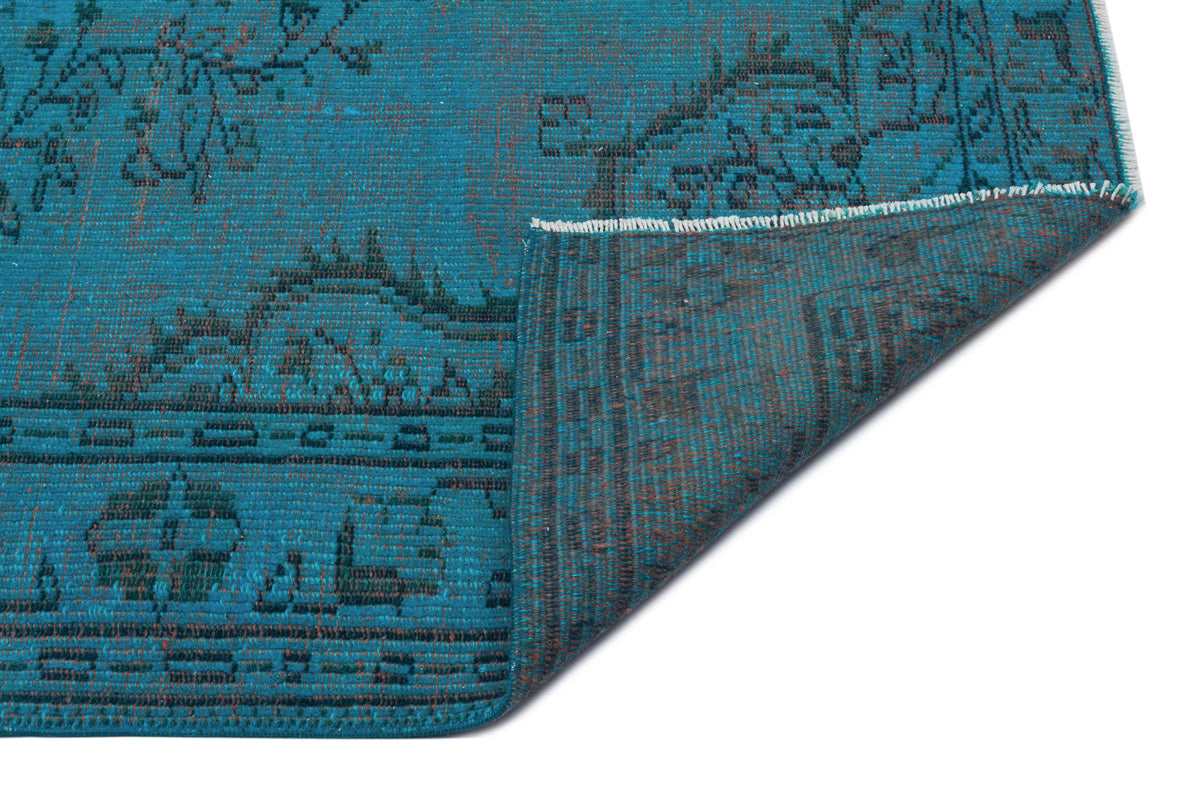 Turquoise  Over Dyed Vintage Rug 5&#39;1&#39;&#39; x 7&#39;9&#39;&#39; ft 156 x 237 cm