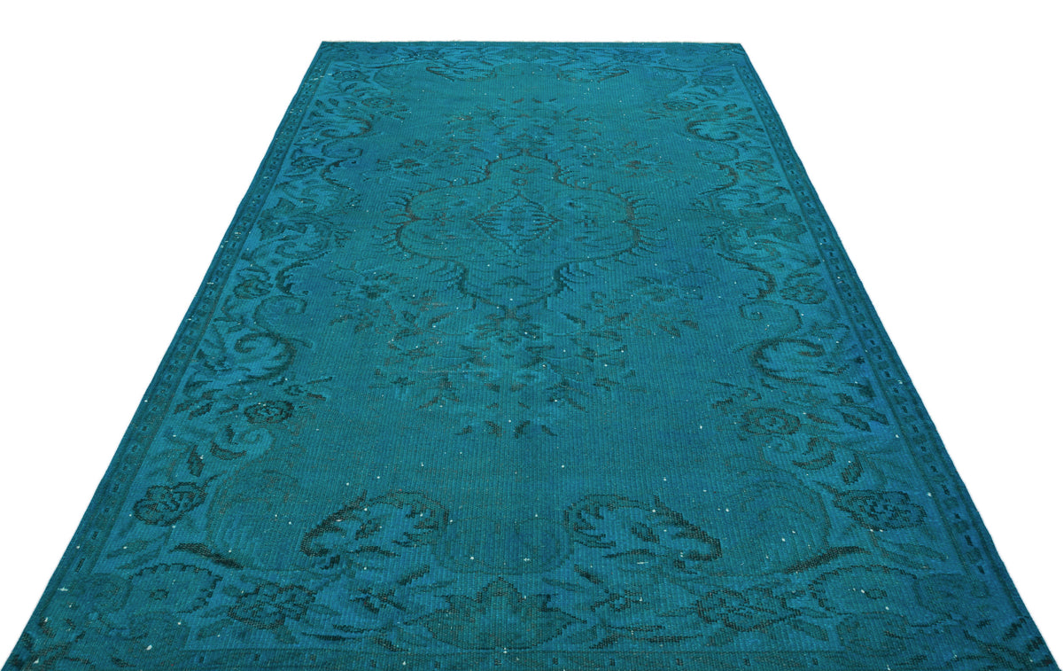 Turquoise  Over Dyed Vintage Rug 5&#39;8&#39;&#39; x 9&#39;2&#39;&#39; ft 172 x 280 cm
