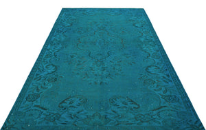 Turquoise  Over Dyed Vintage Rug 5'8'' x 9'2'' ft 172 x 280 cm