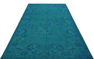 Turquoise  Over Dyed Vintage Rug 5'8'' x 9'2'' ft 172 x 280 cm